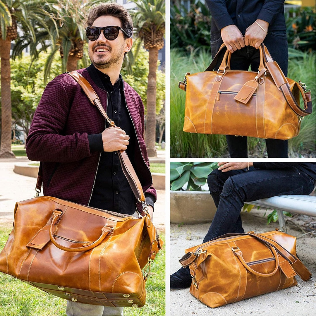 John Weekender Leather Travel Bag Overnight Duffle Bag – Rustic Town