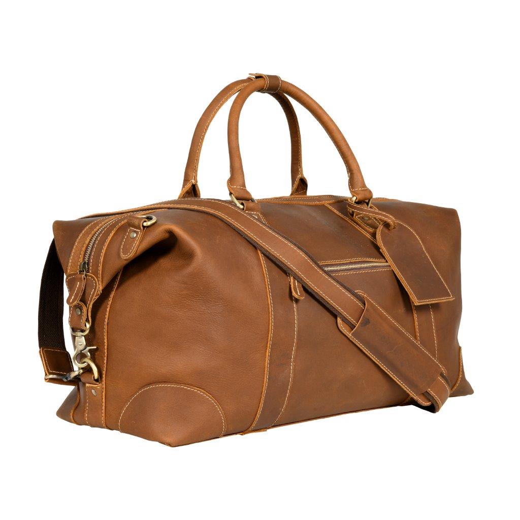 Viosi Vintage Expandable Duffel Bag Leather Weekender Luggage Travel B ...