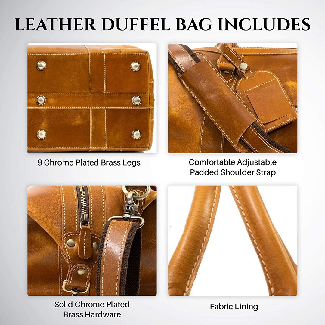 Viosi Malibu 22 Inch Genuine Leather Duffel Travel Bag Sports Gym Bag –  Newport Blvd