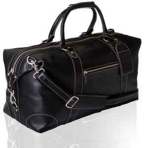 The Volta  Men's Black Leather Duffle Travel Bag – The Real