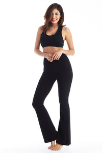 Womens Yoga Pants Premium Thick Fold Over Cotton Spandex Lounge
