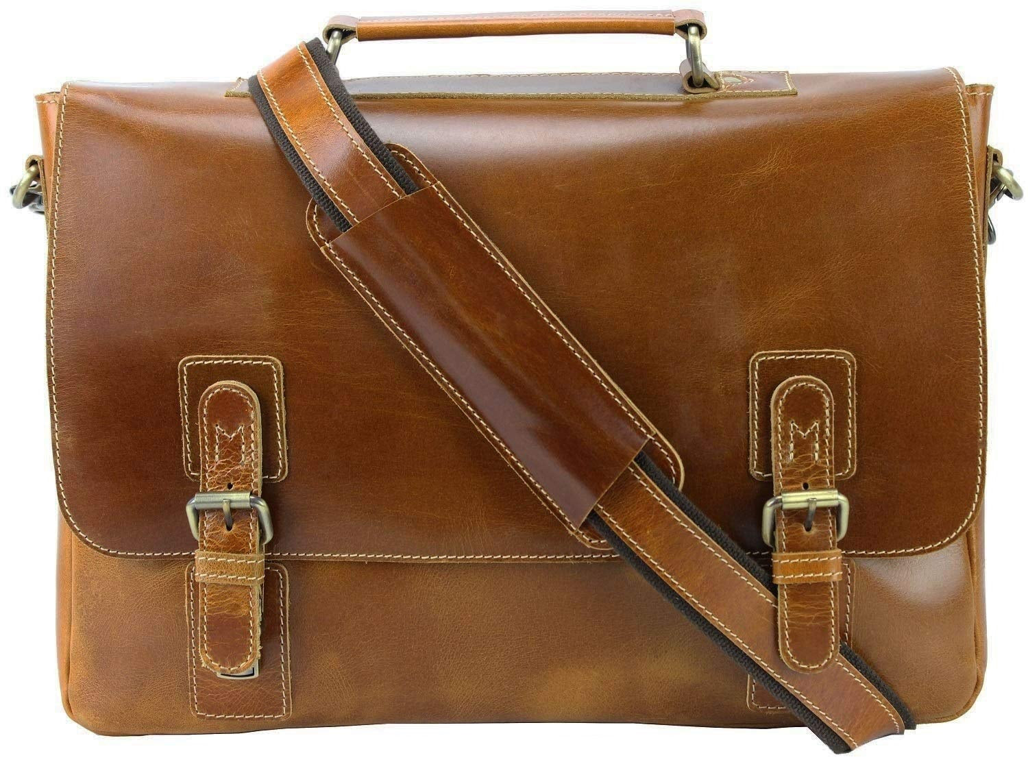 Leather messenger bag for men with laptop compartment – Niche Lane